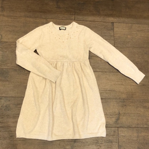 Children’s Place Sparkly Gold Sweater Dress- 6x/7